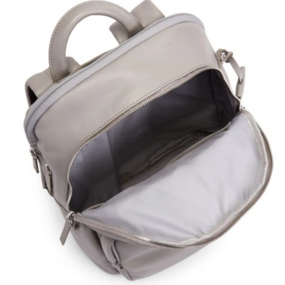 NWT Tumi Voyageur Dori Fine Grain Cow Leather Backpack In Gray